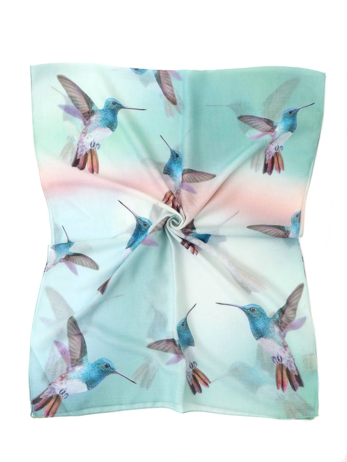 Aqua-Multi Watercolor Hummingbird Scarf