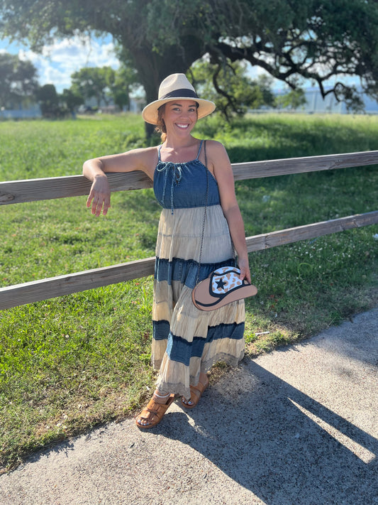Boho Denim Tiered Dress