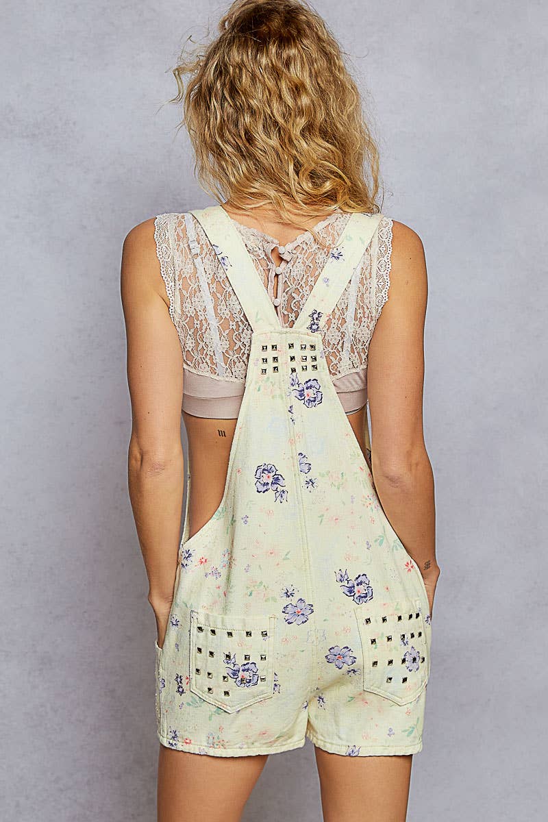 Sleeveless stud adornment woven overall