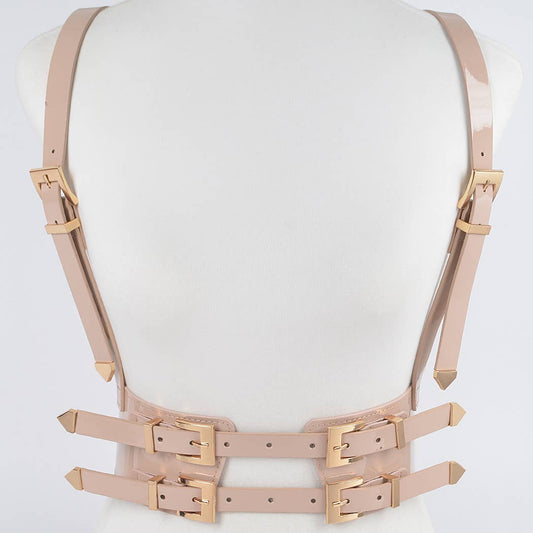 Faux Leather Harness: Nude