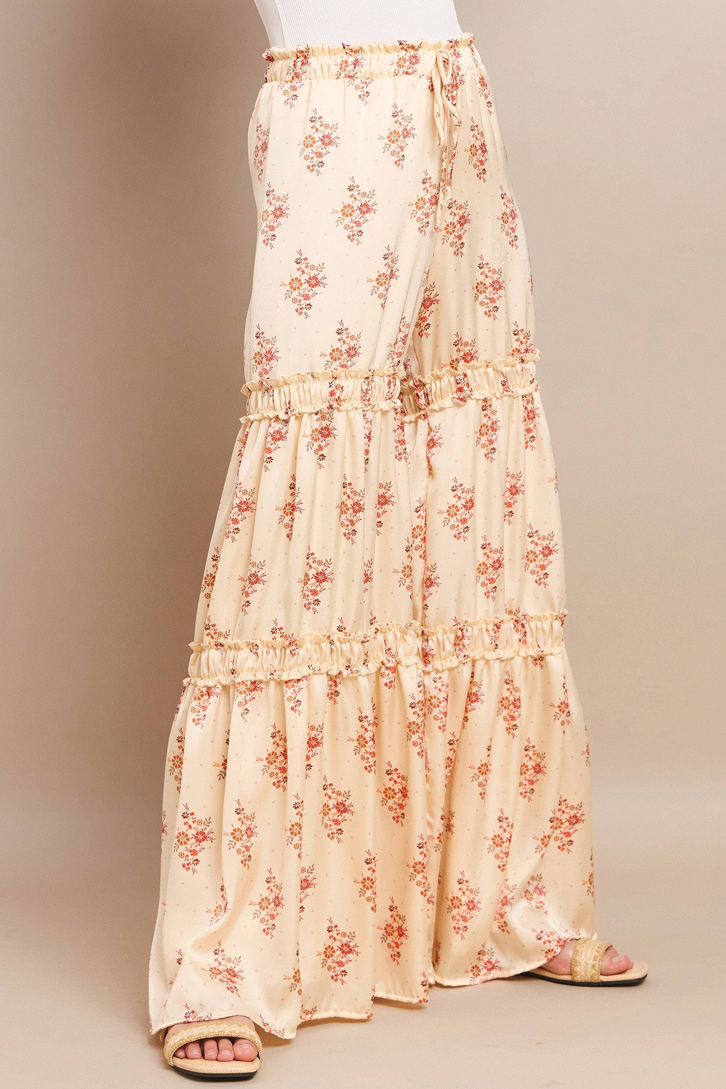 SATEEN FLORAL PALAZZO PANT