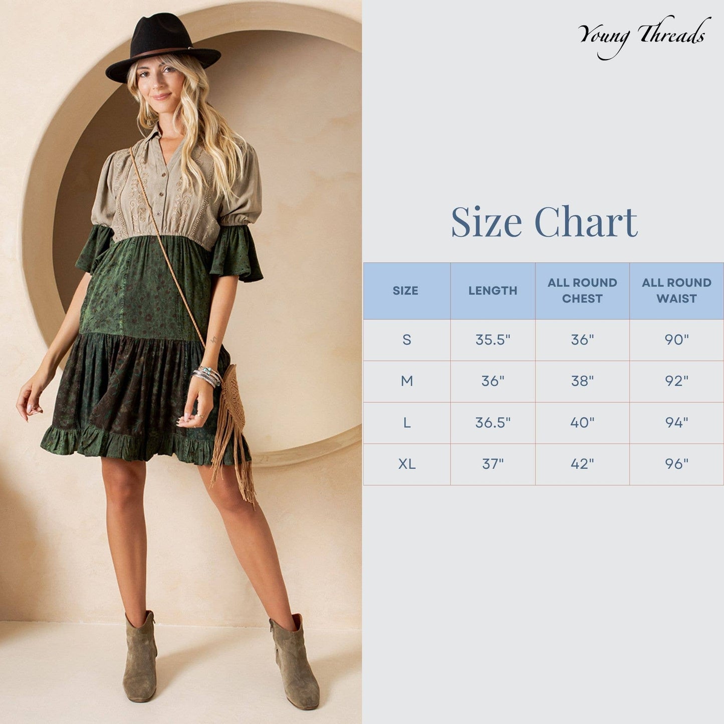 Earthy Boho Tiered Dress : BASIL