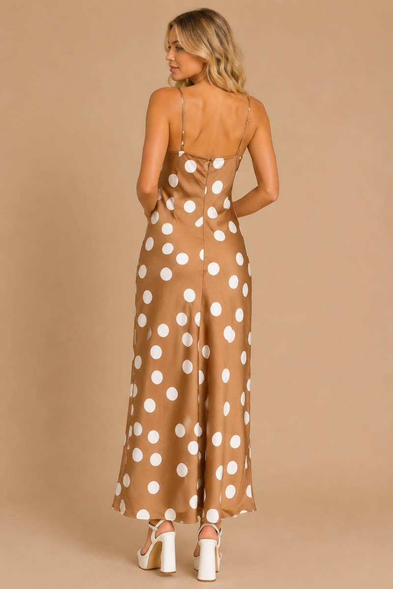 Satin Polka Dot Maxi Dress