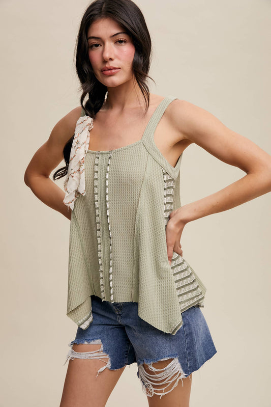 Boho-Inspired Textured Tank Top: Sage