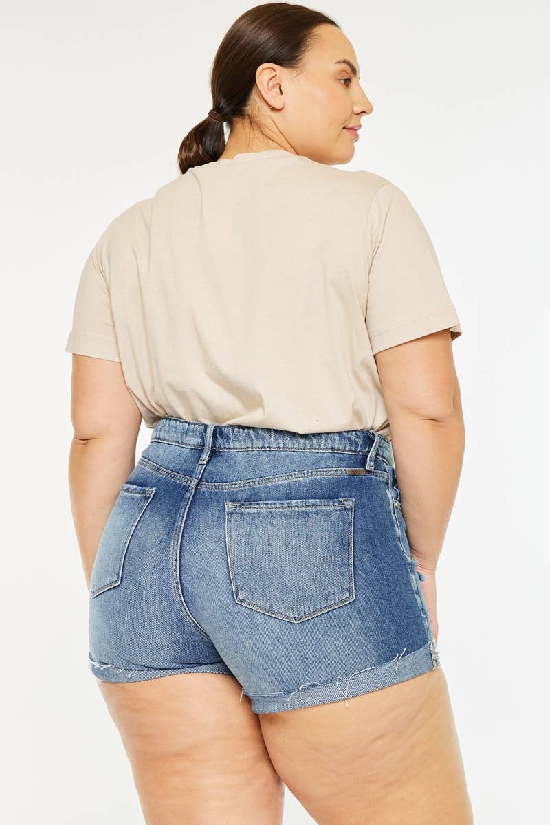 PLUS HIGH RISE MENDED SHORTS