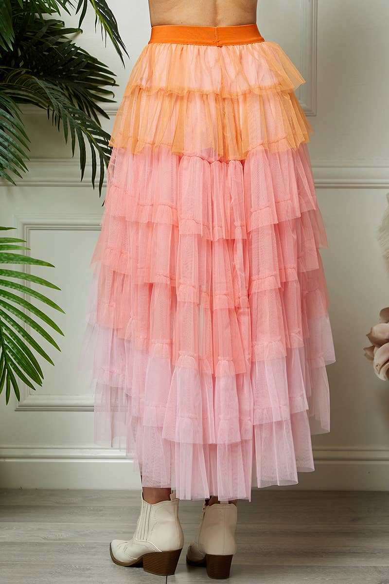 High Low Tiered Tulle Skirt: One Size