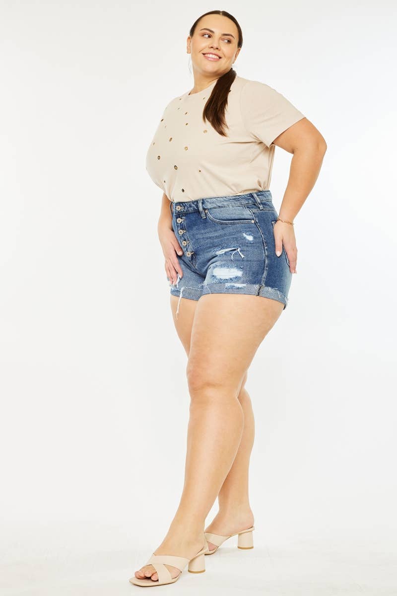 PLUS HIGH RISE MENDED SHORTS