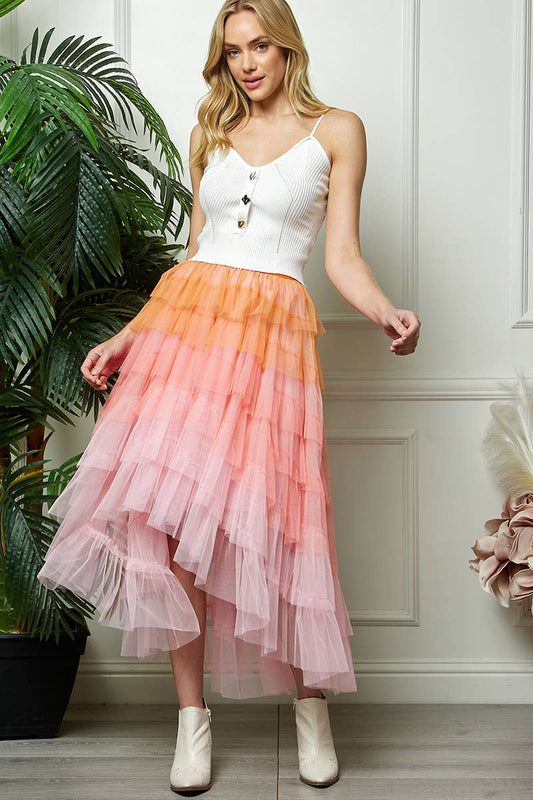 High Low Tiered Tulle Skirt: One Size