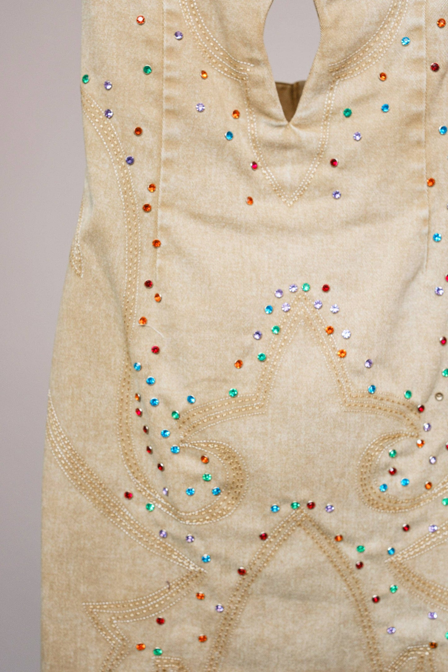 Sweetheart Embroidered Denim Minidress