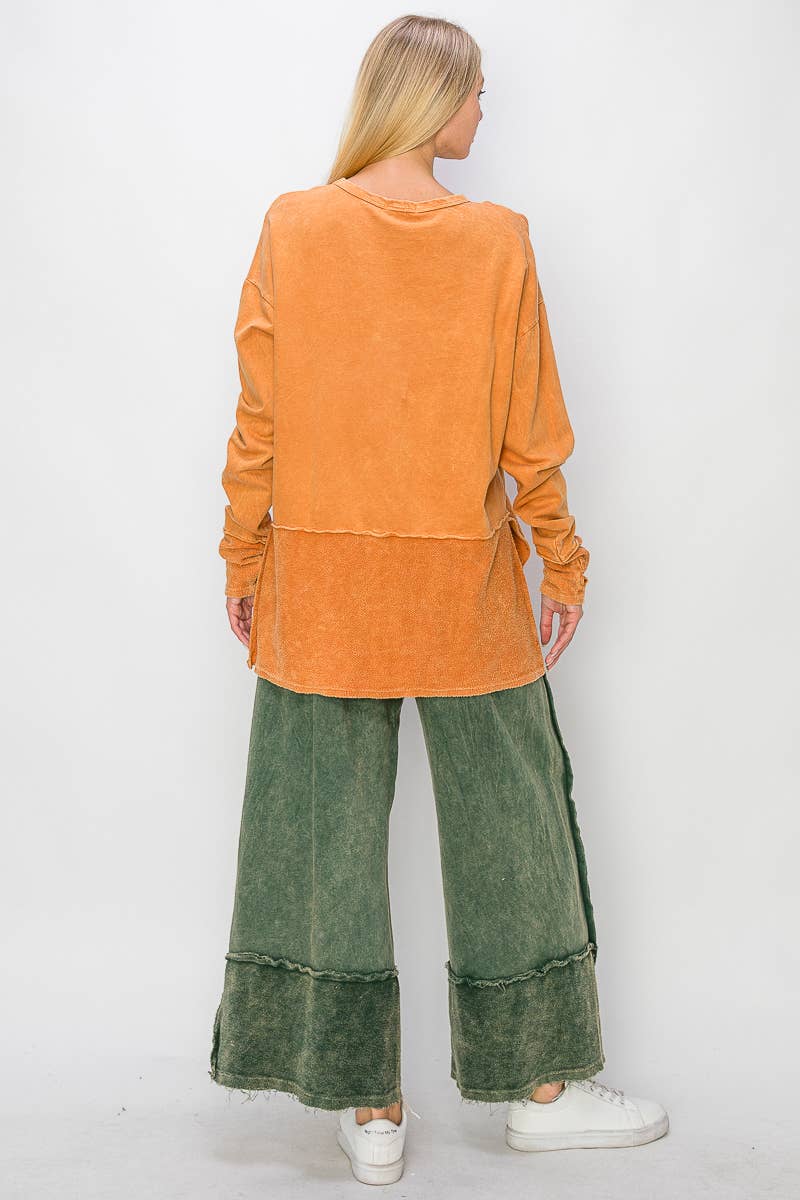 Mineral Wash Wide Pants: Olive