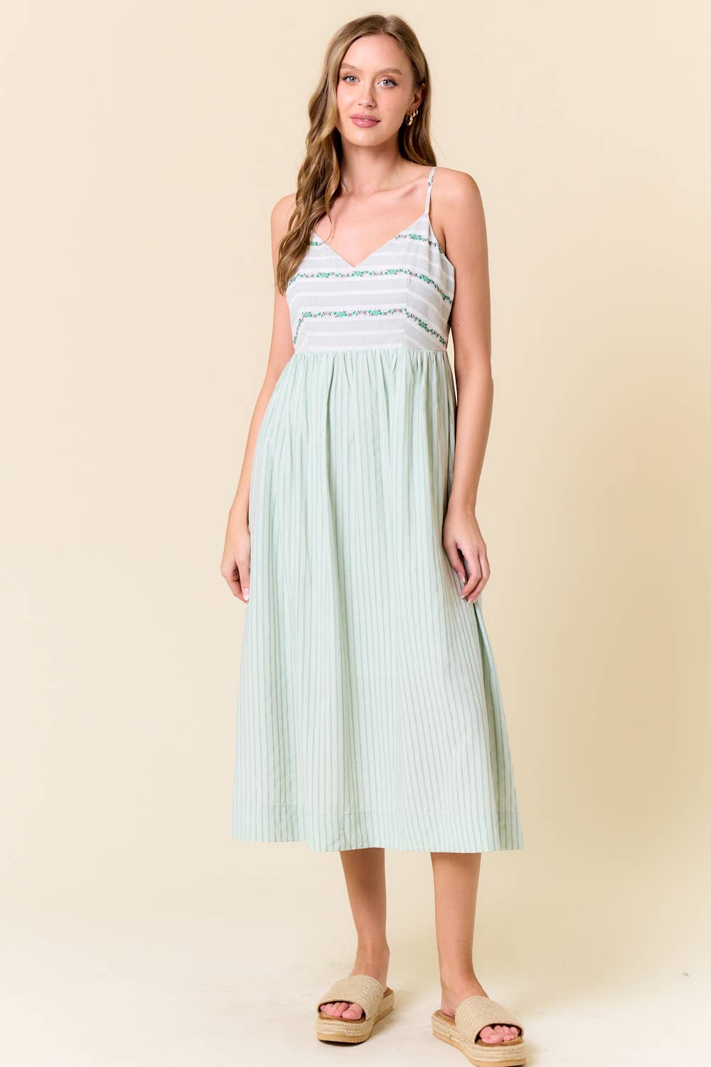 FLORAL EMBROIDERY MIDI DRESS