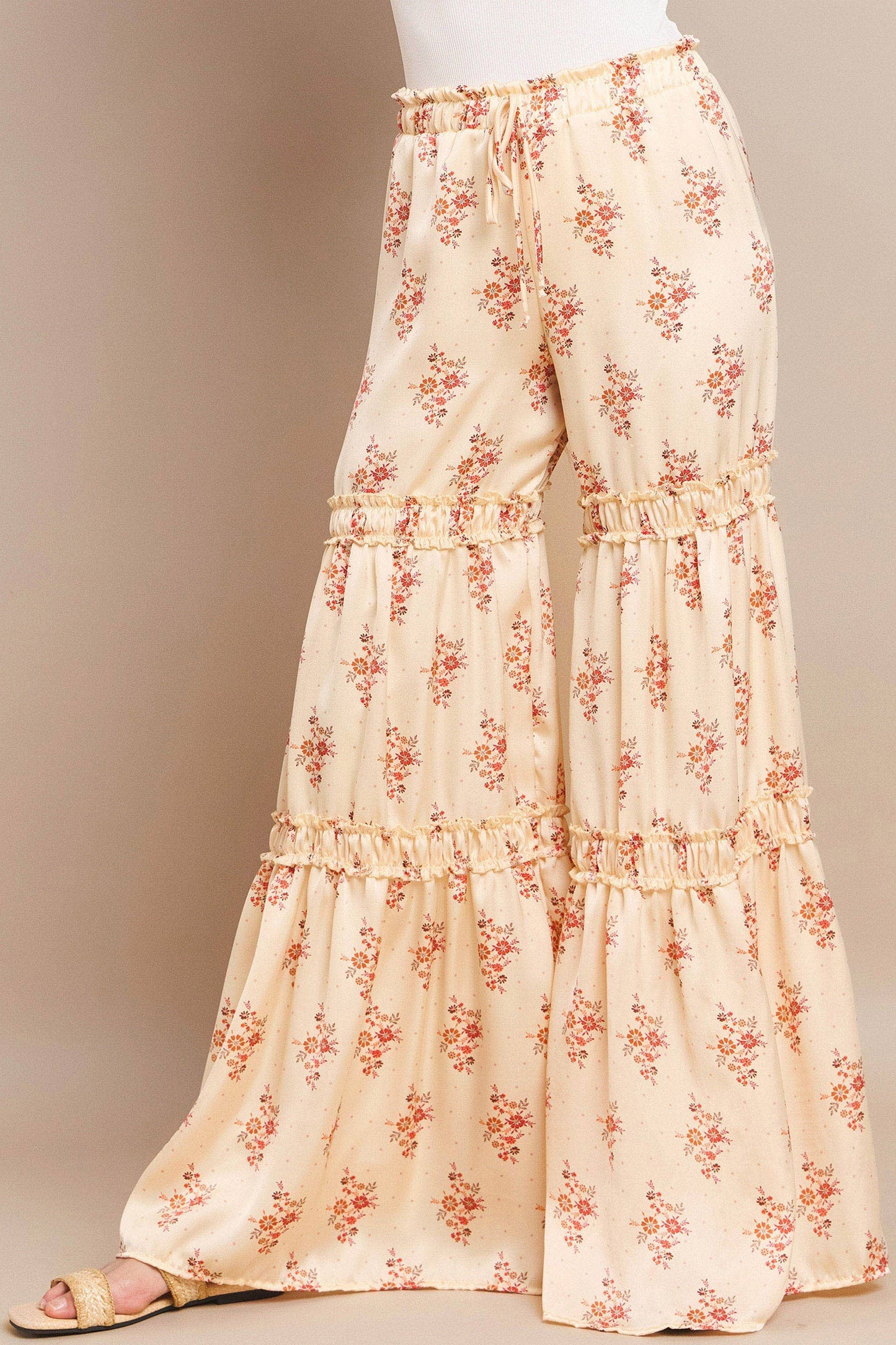 SATEEN FLORAL PALAZZO PANT