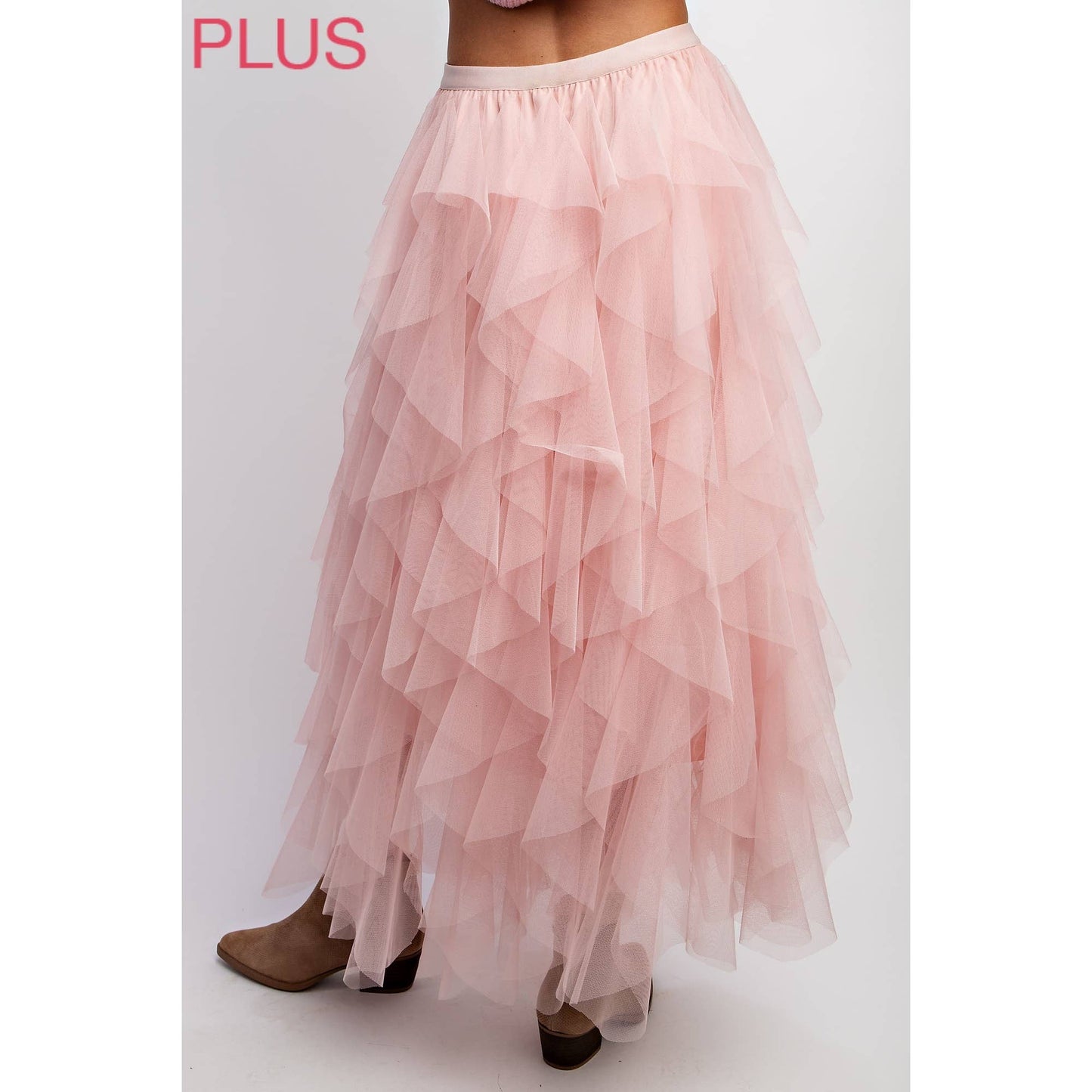 PLUS TULLE MAXI SKIRT: Pink Lady