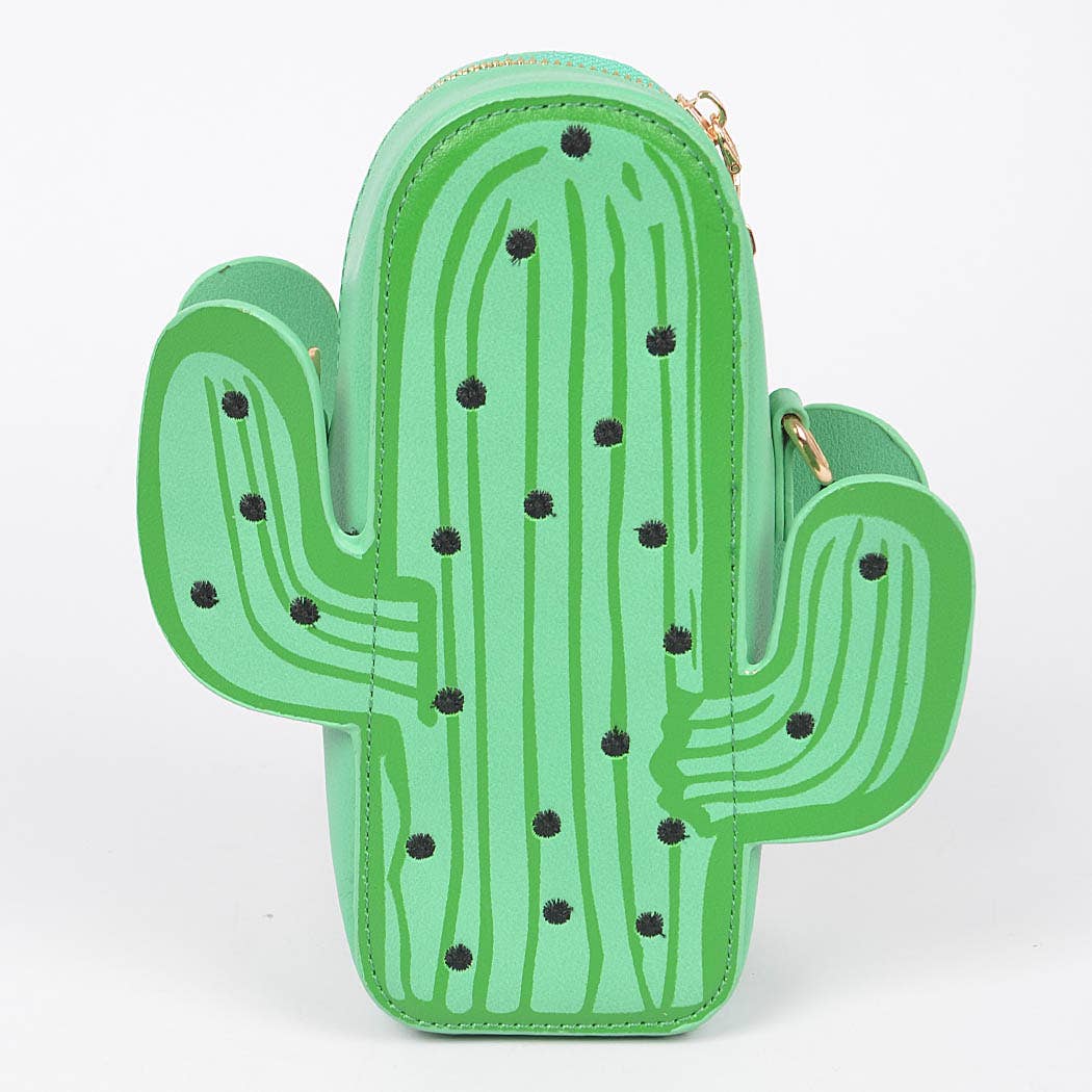 Vegan Leather Cactus Crossbody Bag: GR