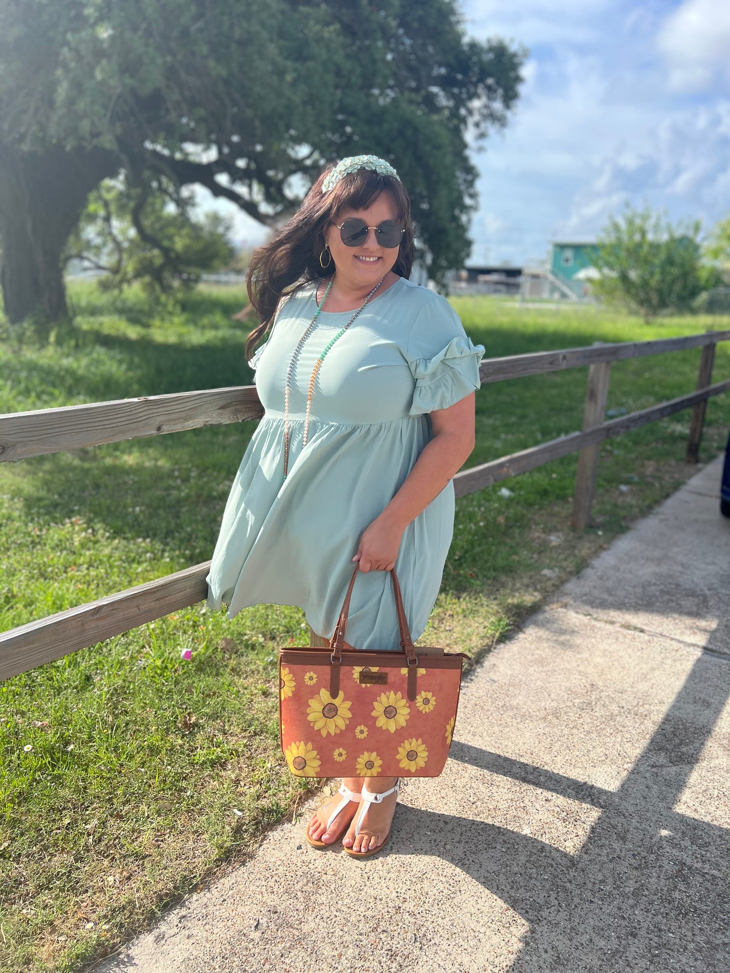 Ruffle Trim Flared Mini Dress:Plus Size