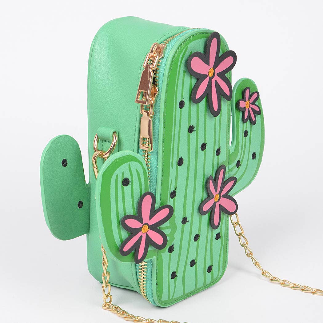 Vegan Leather Cactus Crossbody Bag: GR