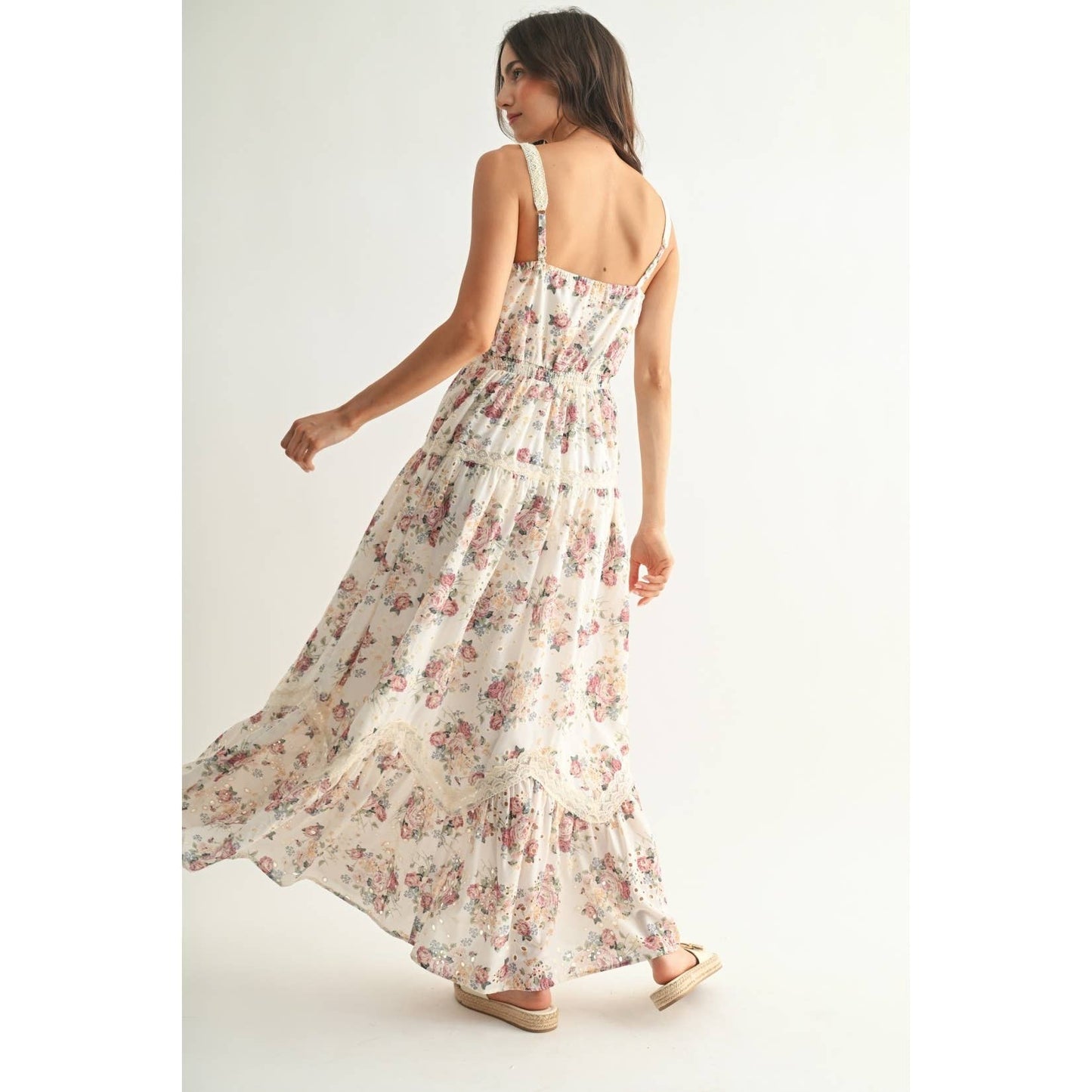 FLORAL MAXI DRESS: CREAM/BERRY