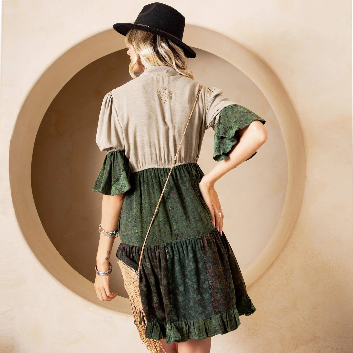 Earthy Boho Tiered Dress : BASIL