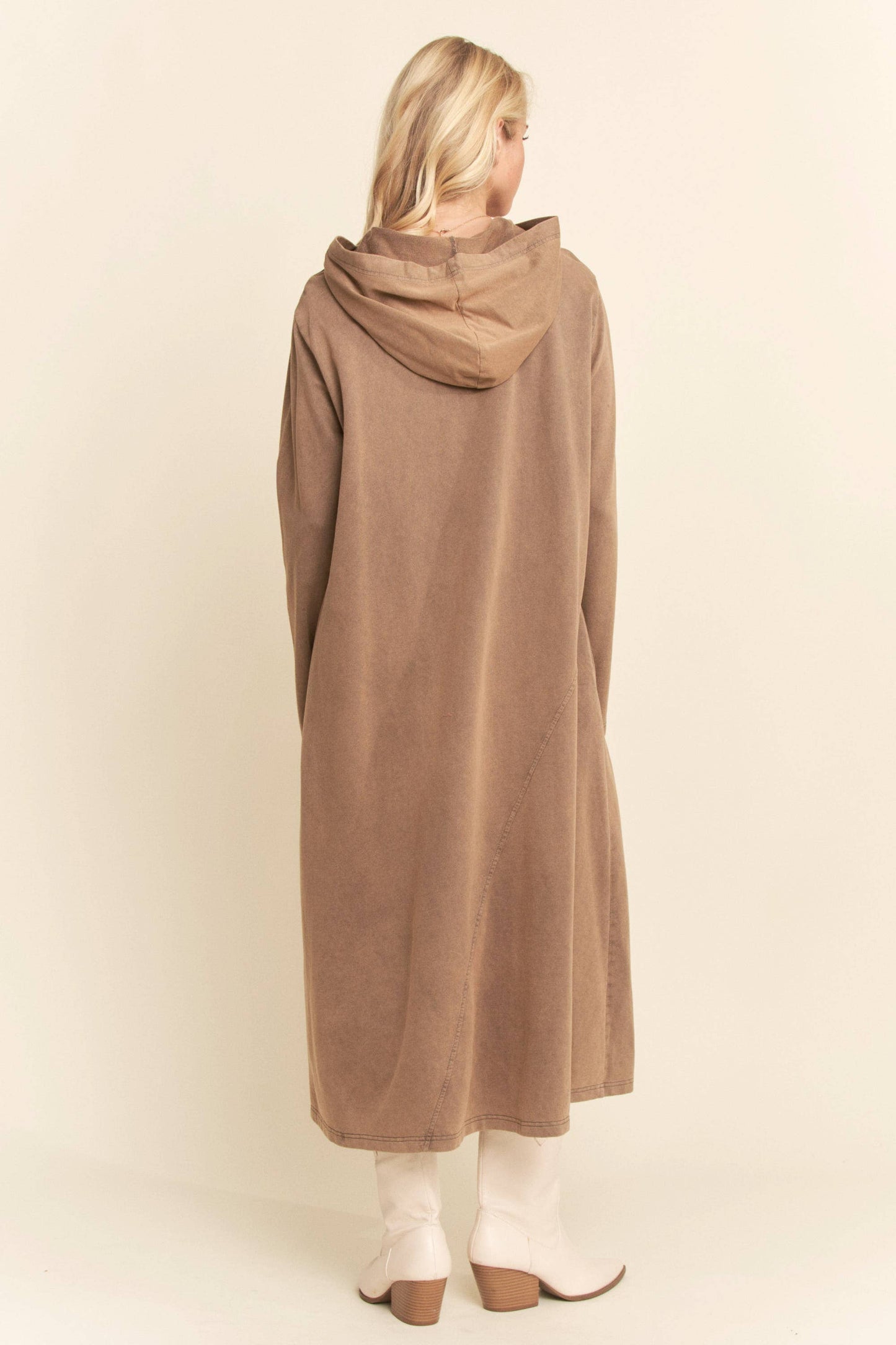 BUTTERFLY PRINTED HOODIE MIDI DRESS