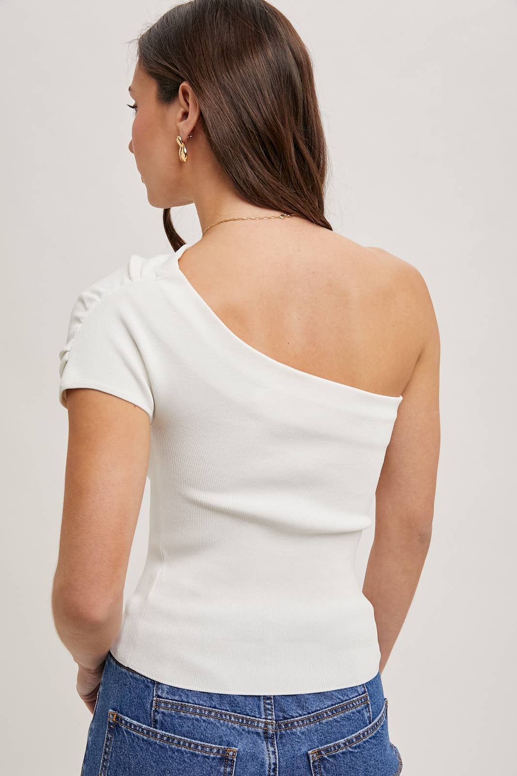 DRAPED ONE SHOULDER KNIT TOP