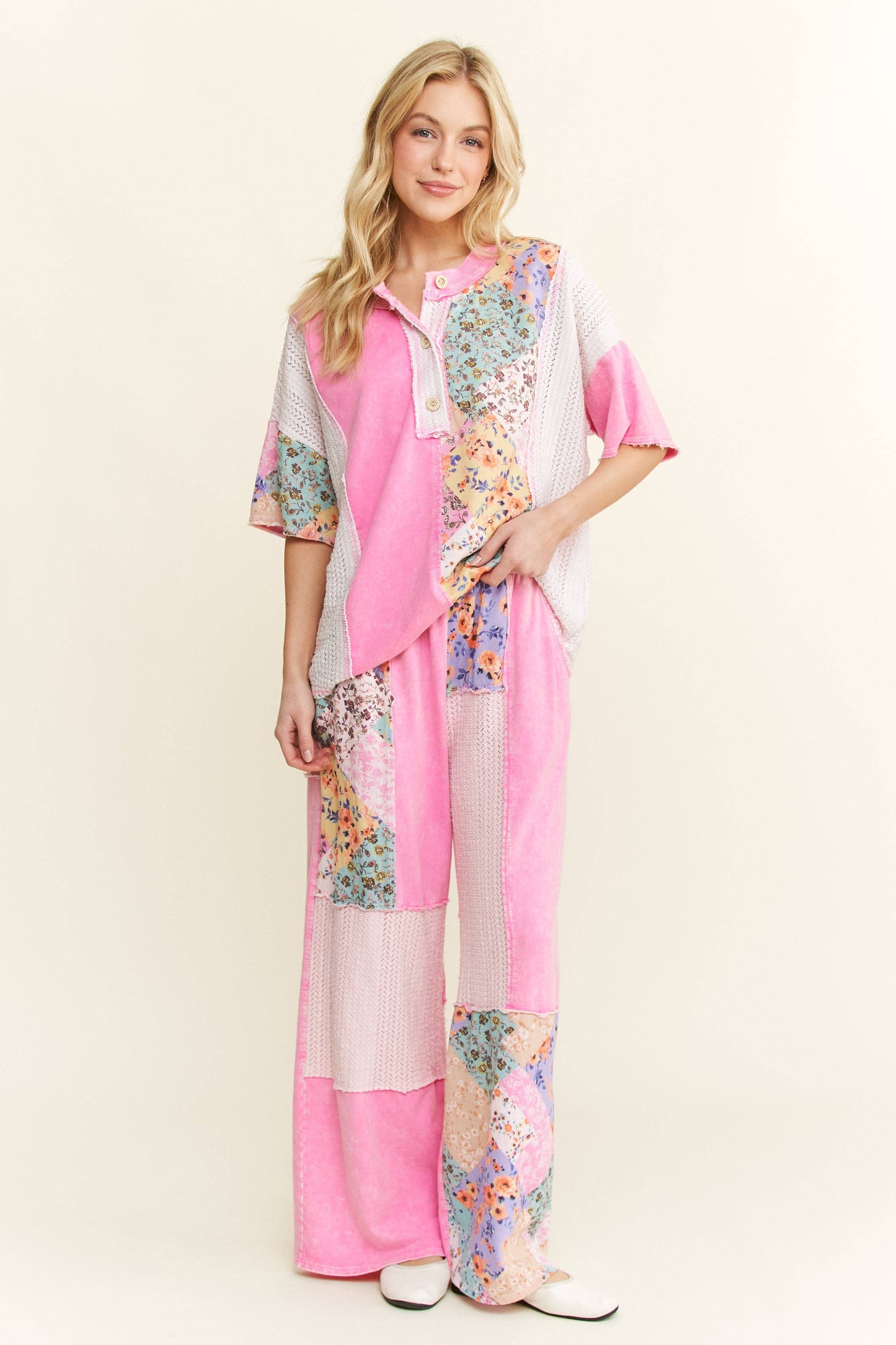Floral Boho Pants - Bubblegum