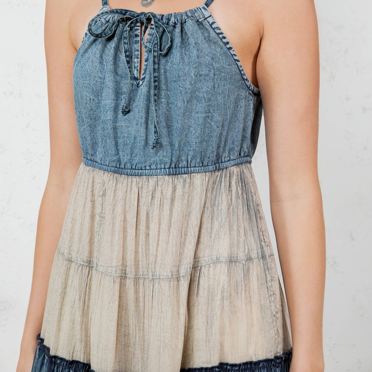 Boho Denim Tiered Dress