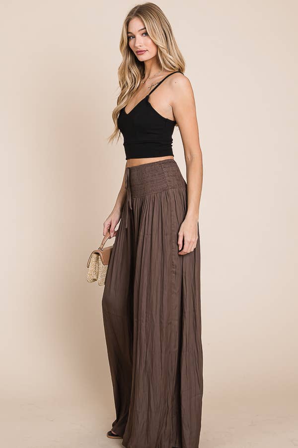 Ruched waist wide resort pants
