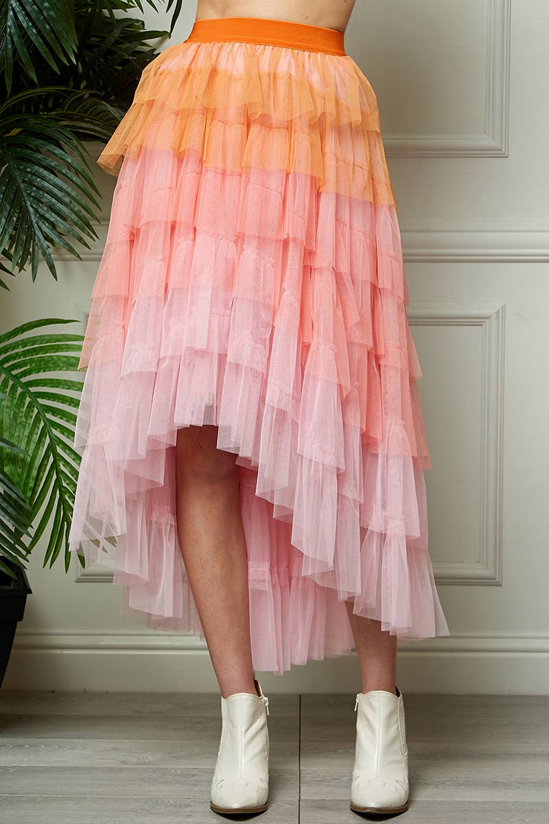 High Low Tiered Tulle Skirt: One Size