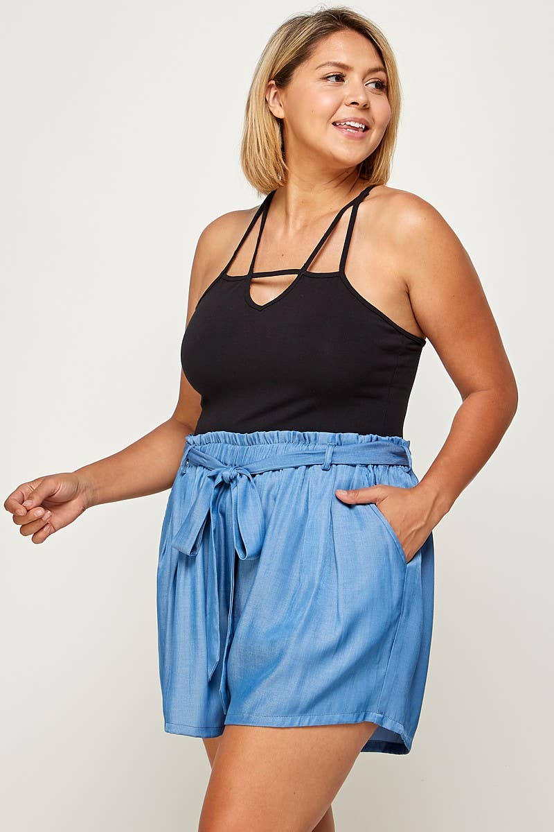 Plus Size Cutout Cami Top: Black