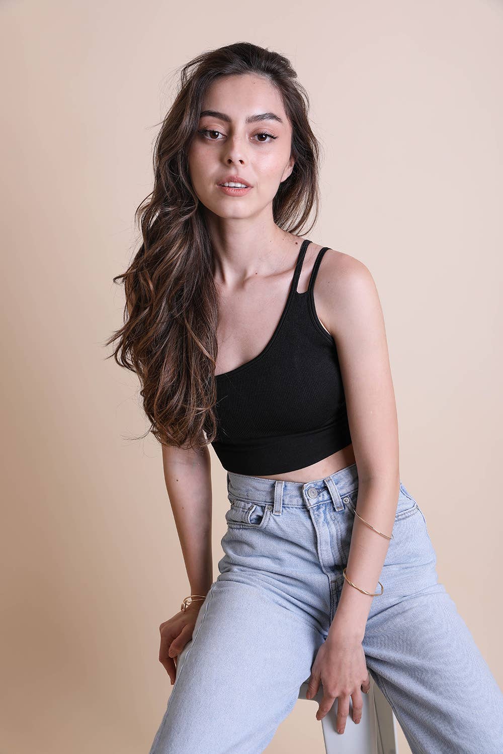 Shoulder Strap Brami Top - Not So Basic: Black