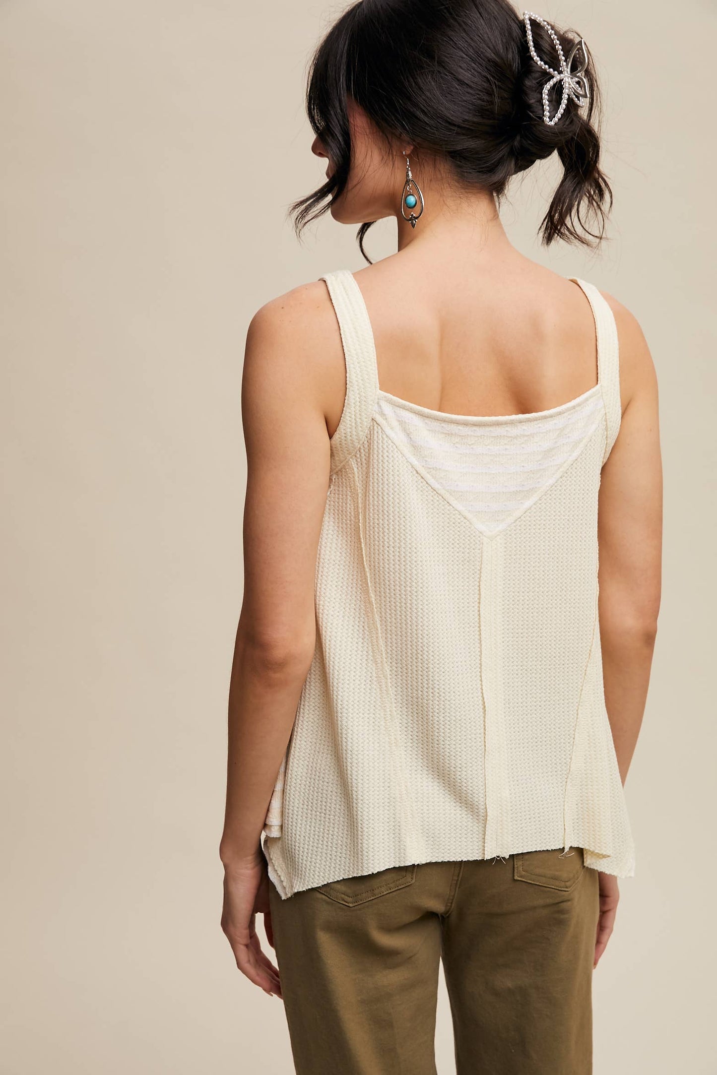 Boho-Inspired Textured Tank Top: Lt Yellow