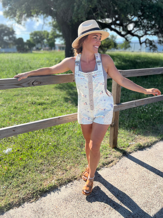 Sleeveless stud adornment woven overall