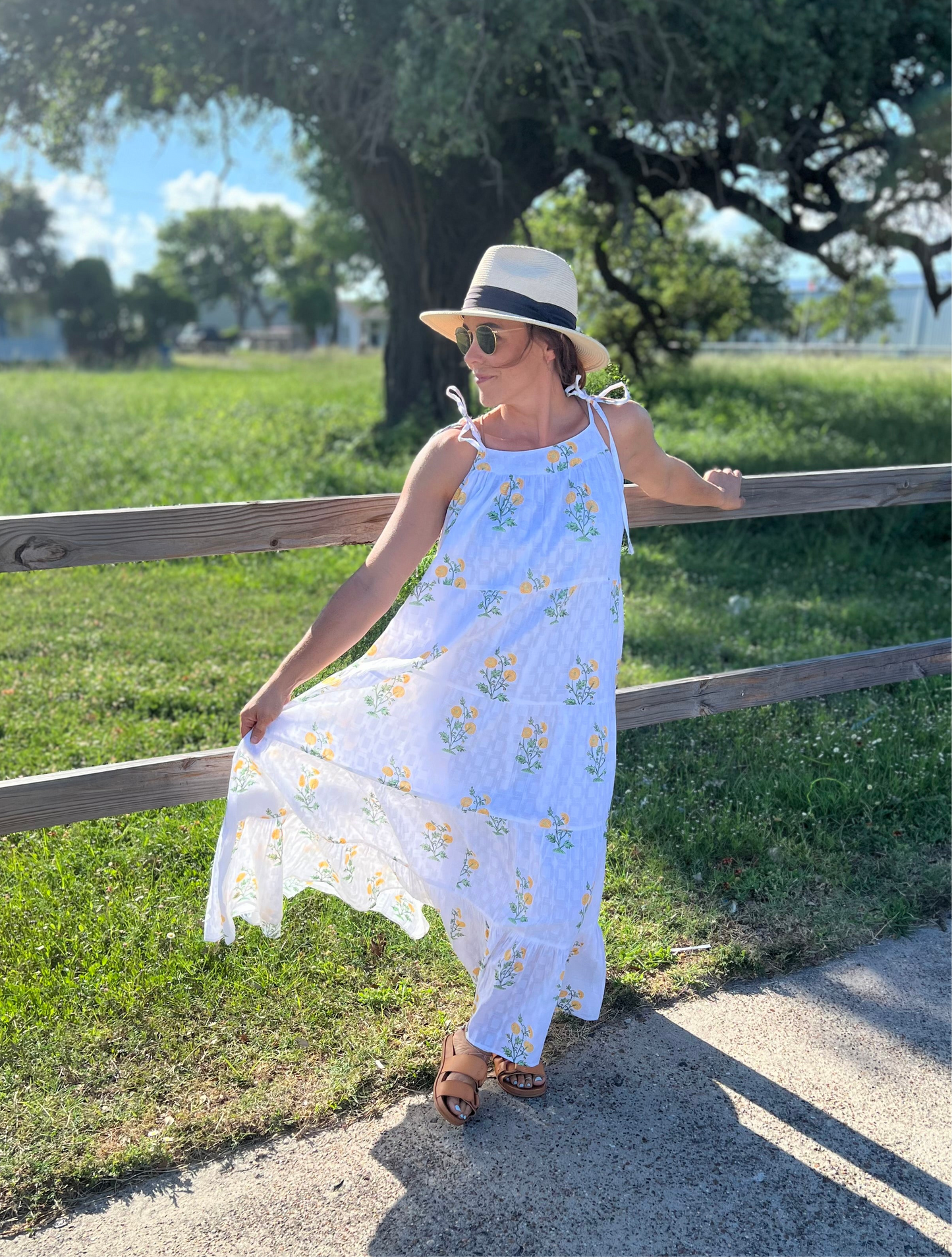 Romantic Tiered Floral Cotton Maxi Dress