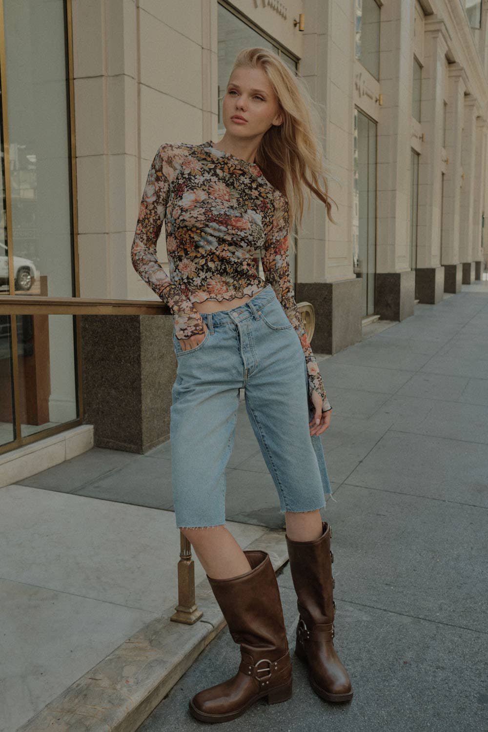 Floral Mesh Layering Top