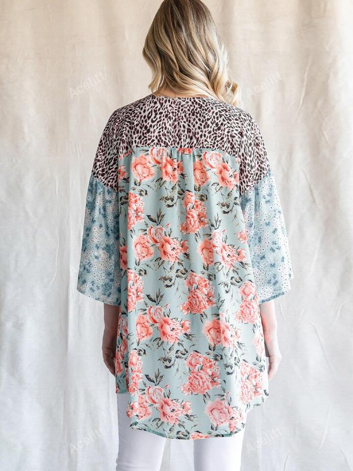 Mix Print Kimono