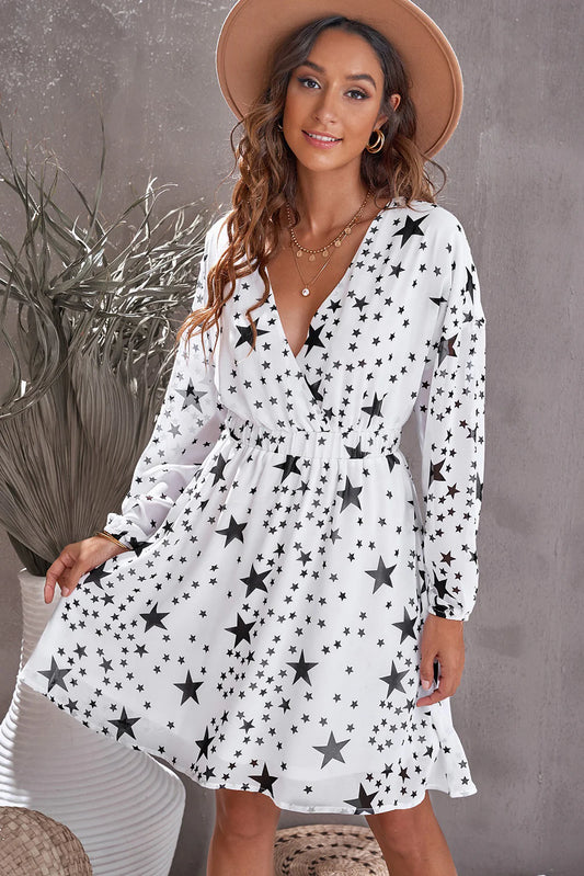 White Star Print Dress