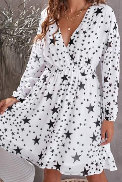 White Star Print Dress