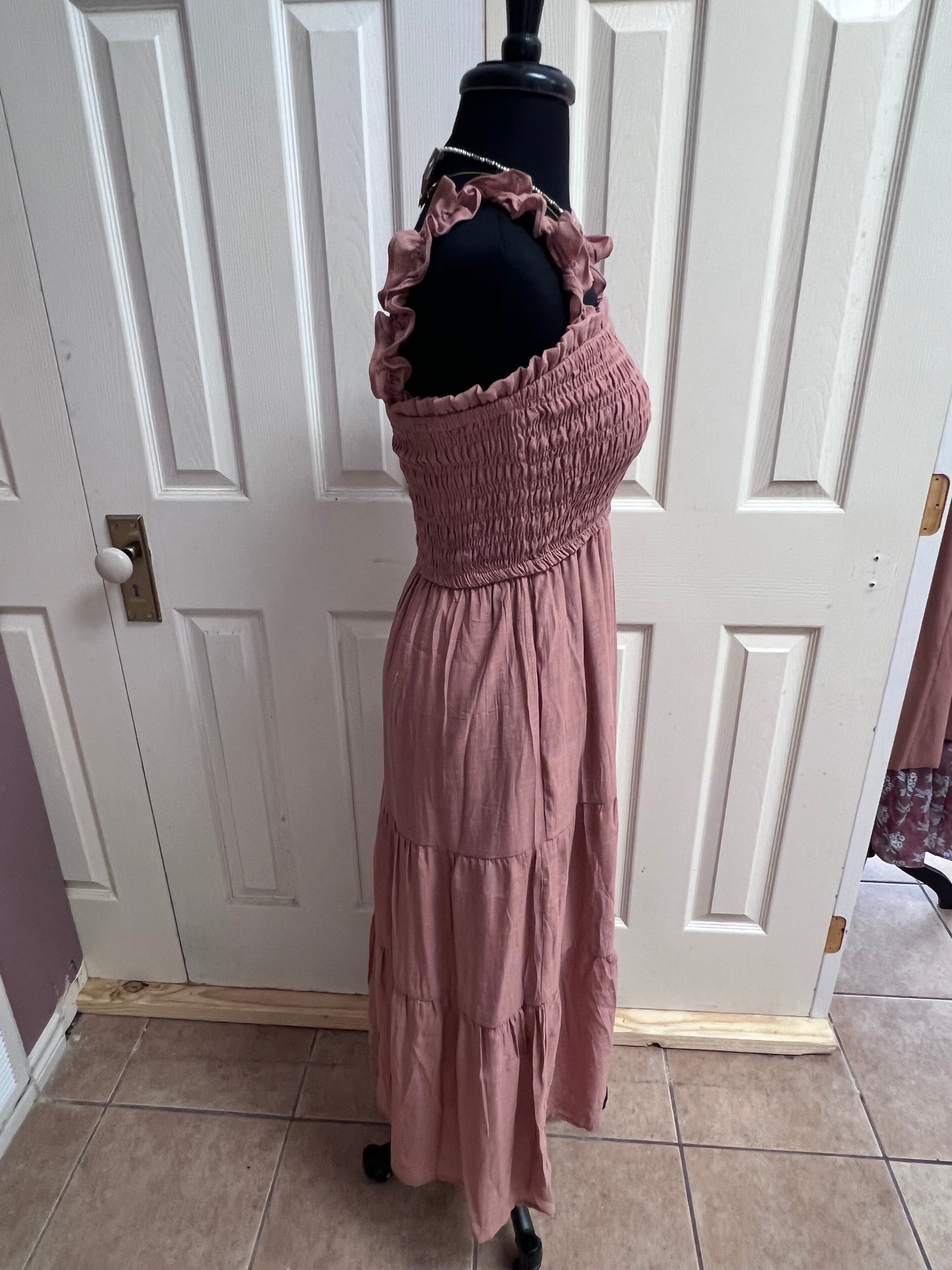 Mauve Smocked Maxi Dress