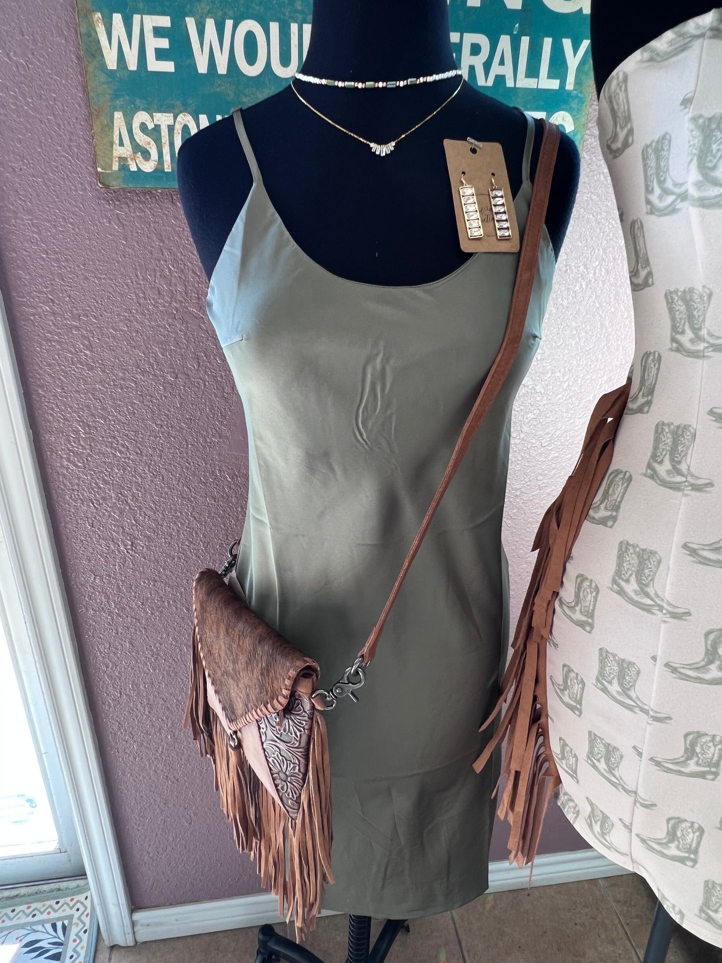 Green Satin Midi Dresss