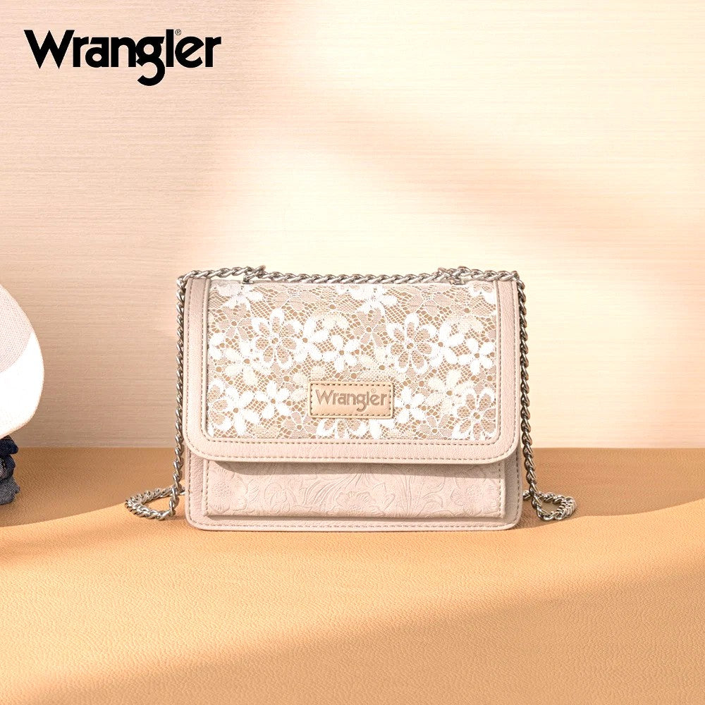 Lace Chain Shoulder Bag - Nude