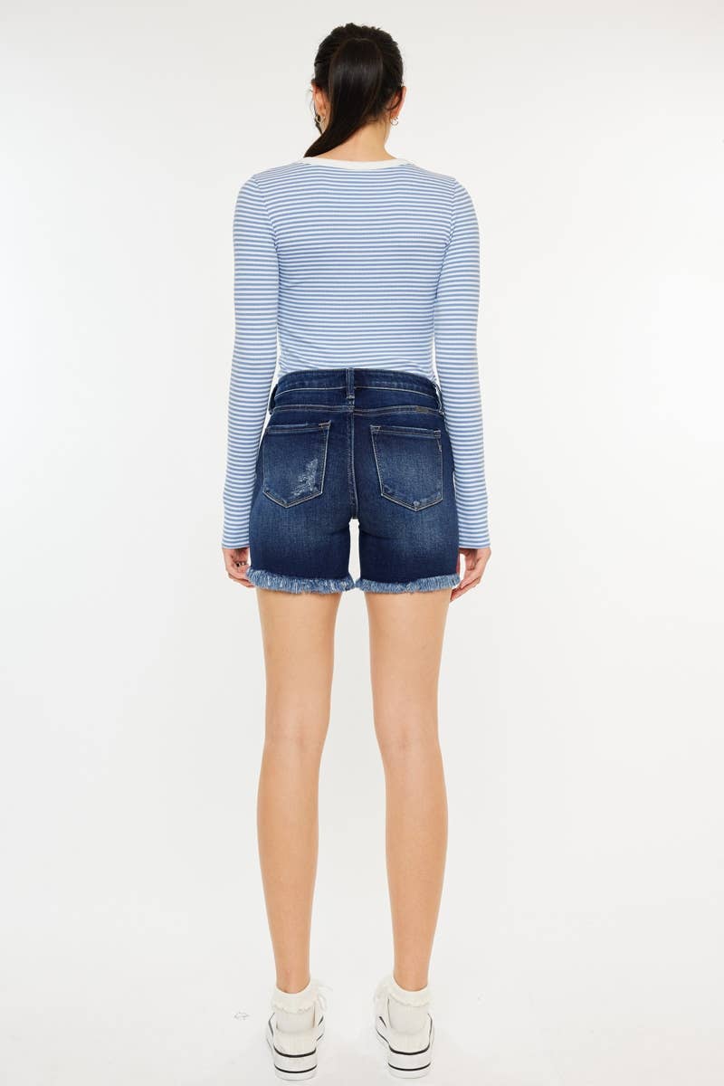 MID RISE BUTTON UP DENIM SHORTS