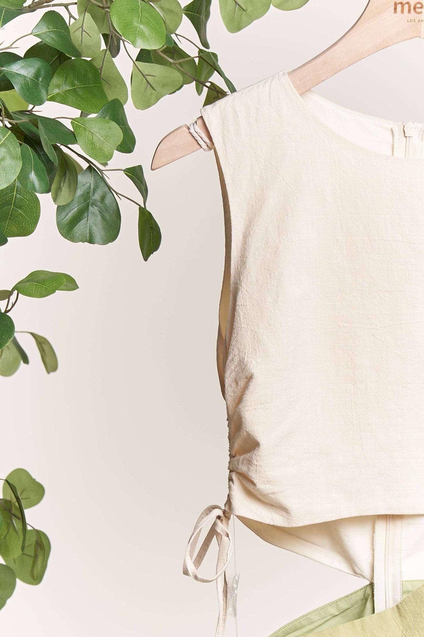 Sleeveless Color Block Dress with Side Cutout: Olive