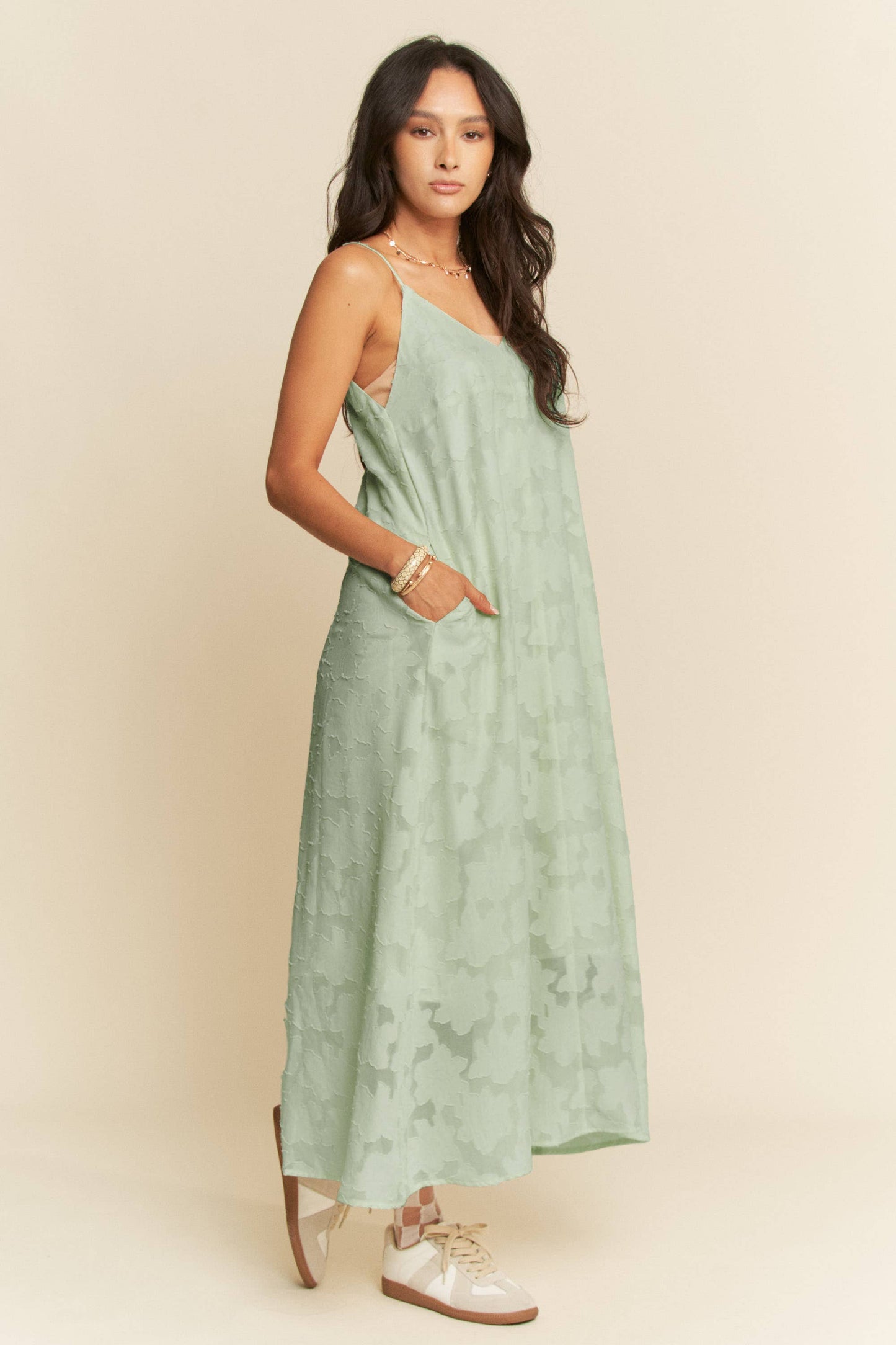 FLORAL EMBROIDERED MAXI SLIP DRESS