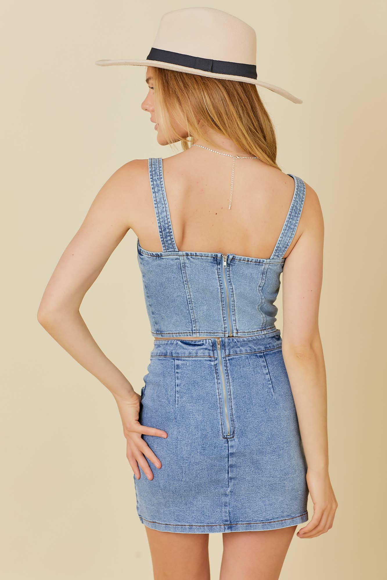 Denim Mini Skirt With Ribbon Bow