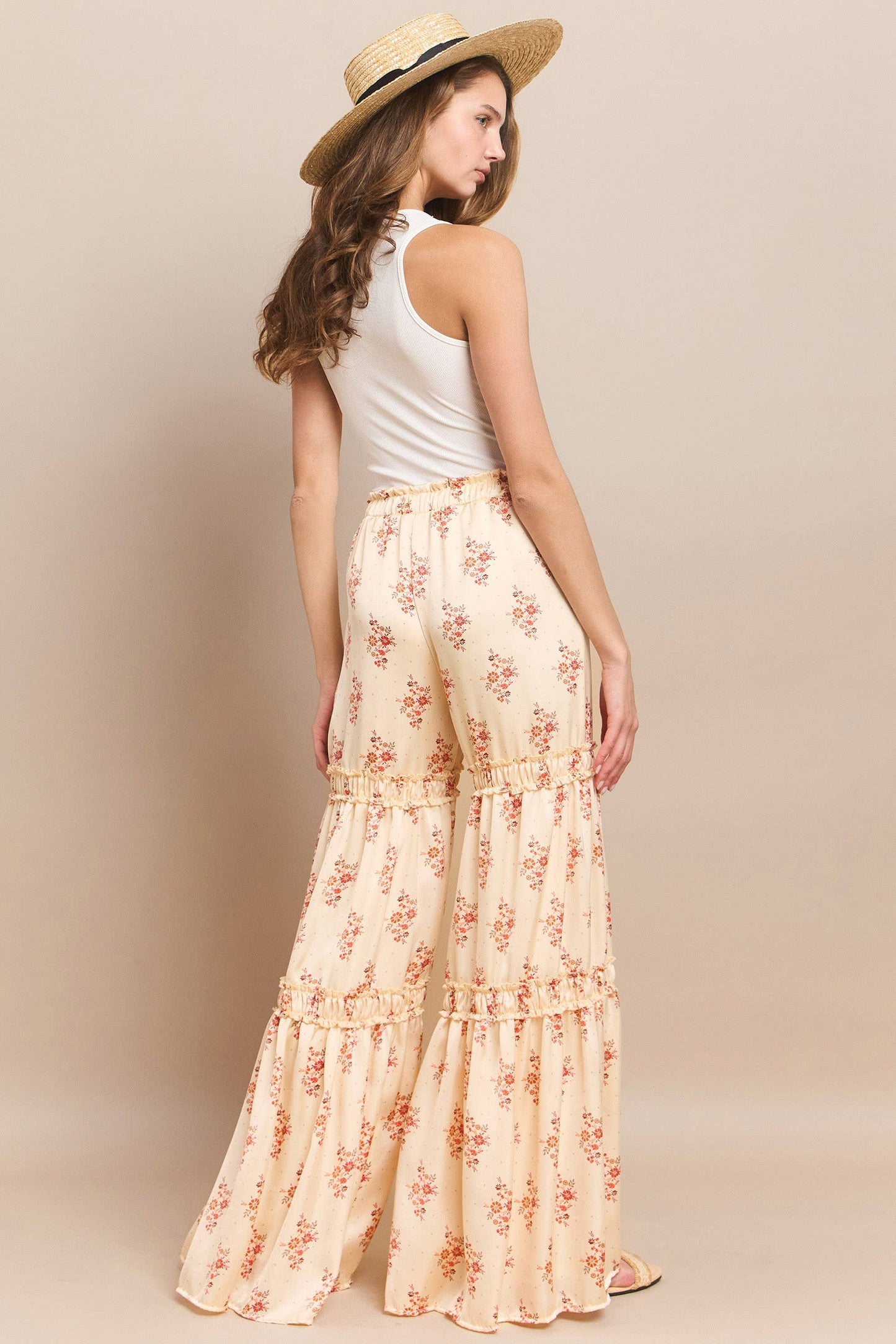 SATEEN FLORAL PALAZZO PANT