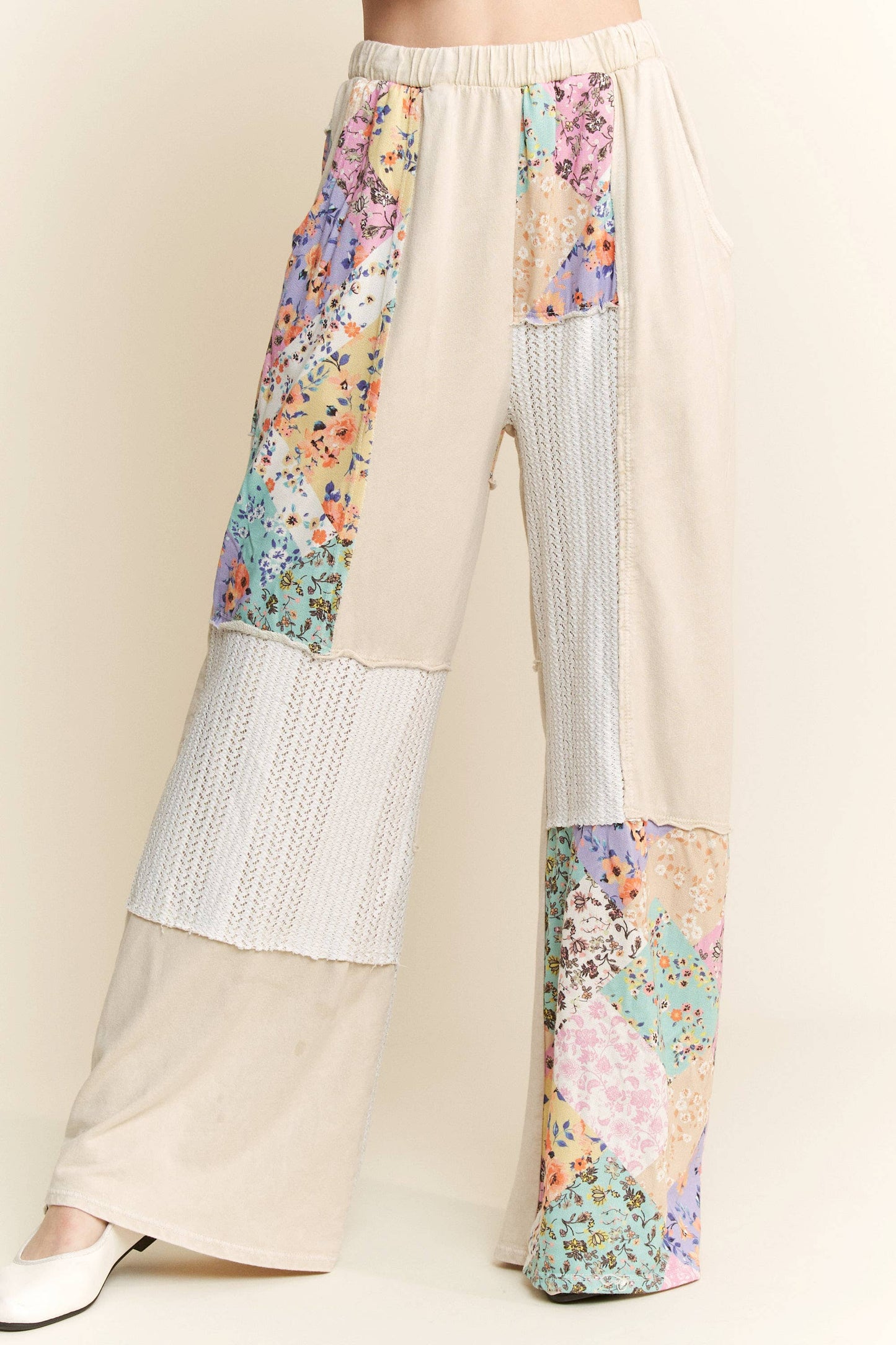 Floral Boho Pants - Natural