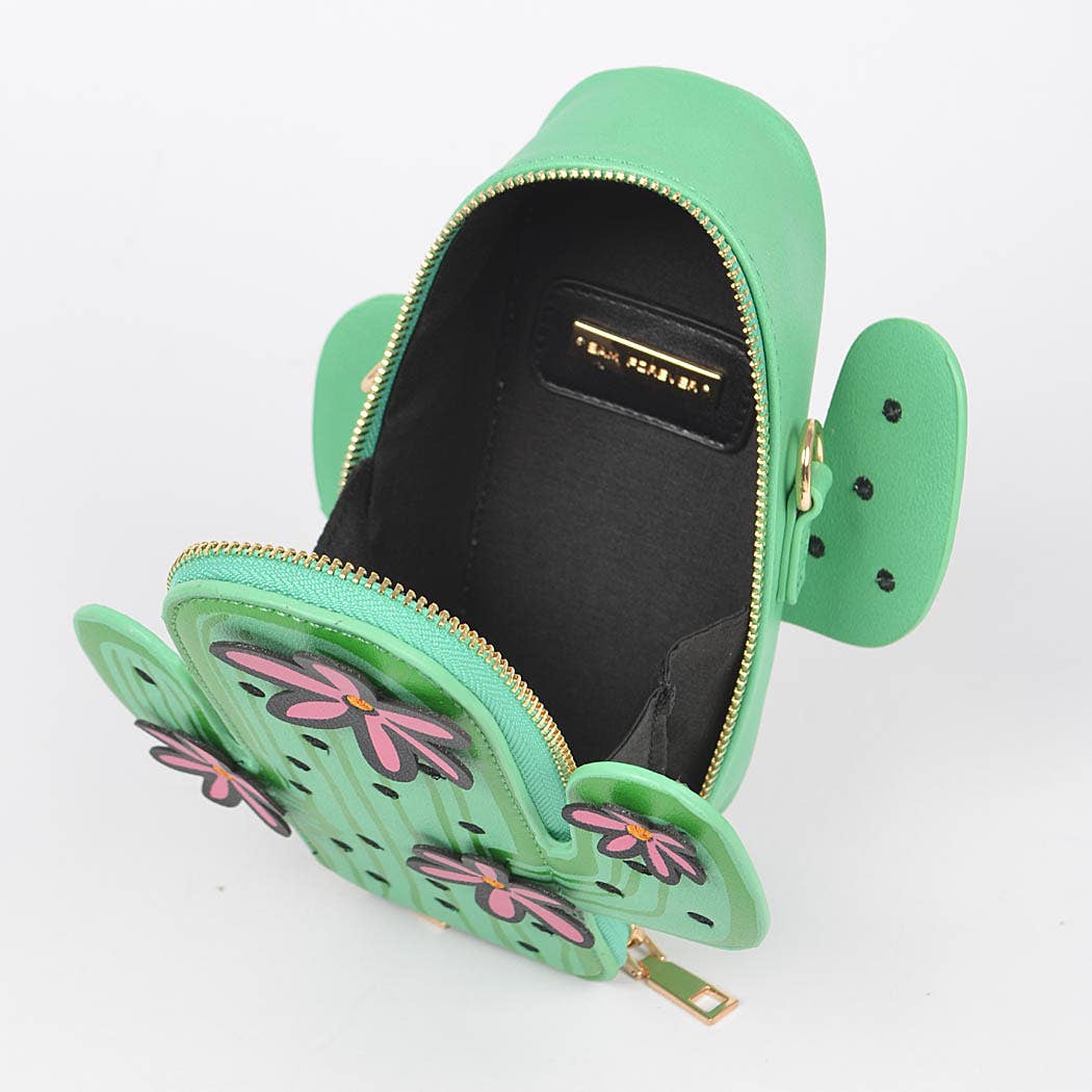 Vegan Leather Cactus Crossbody Bag: GR