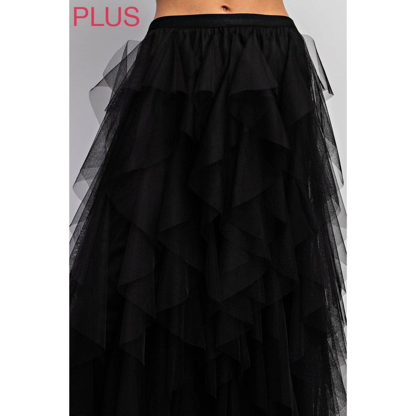 PLUS TULLE MAXI SKIRT: Black