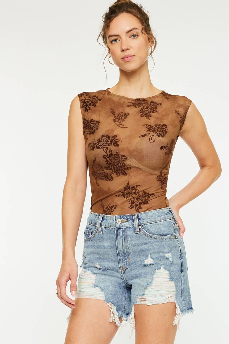 HIGH RISE RAINBOW THREADS DENIM SHORTS