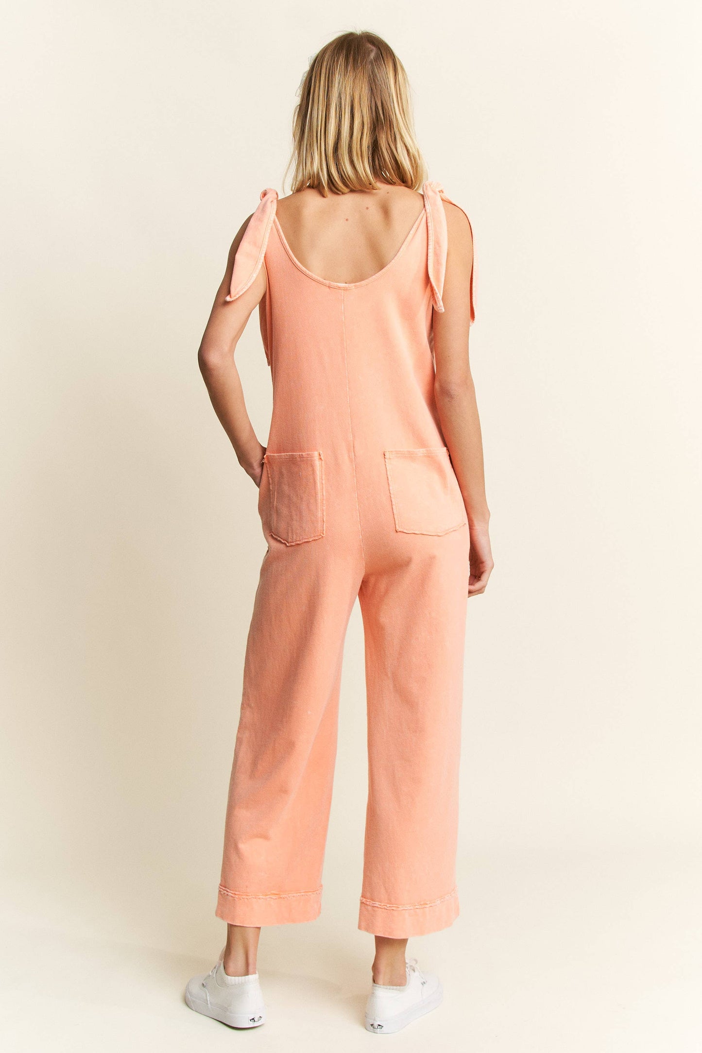Flower Patched Jumpsuits: Papaya